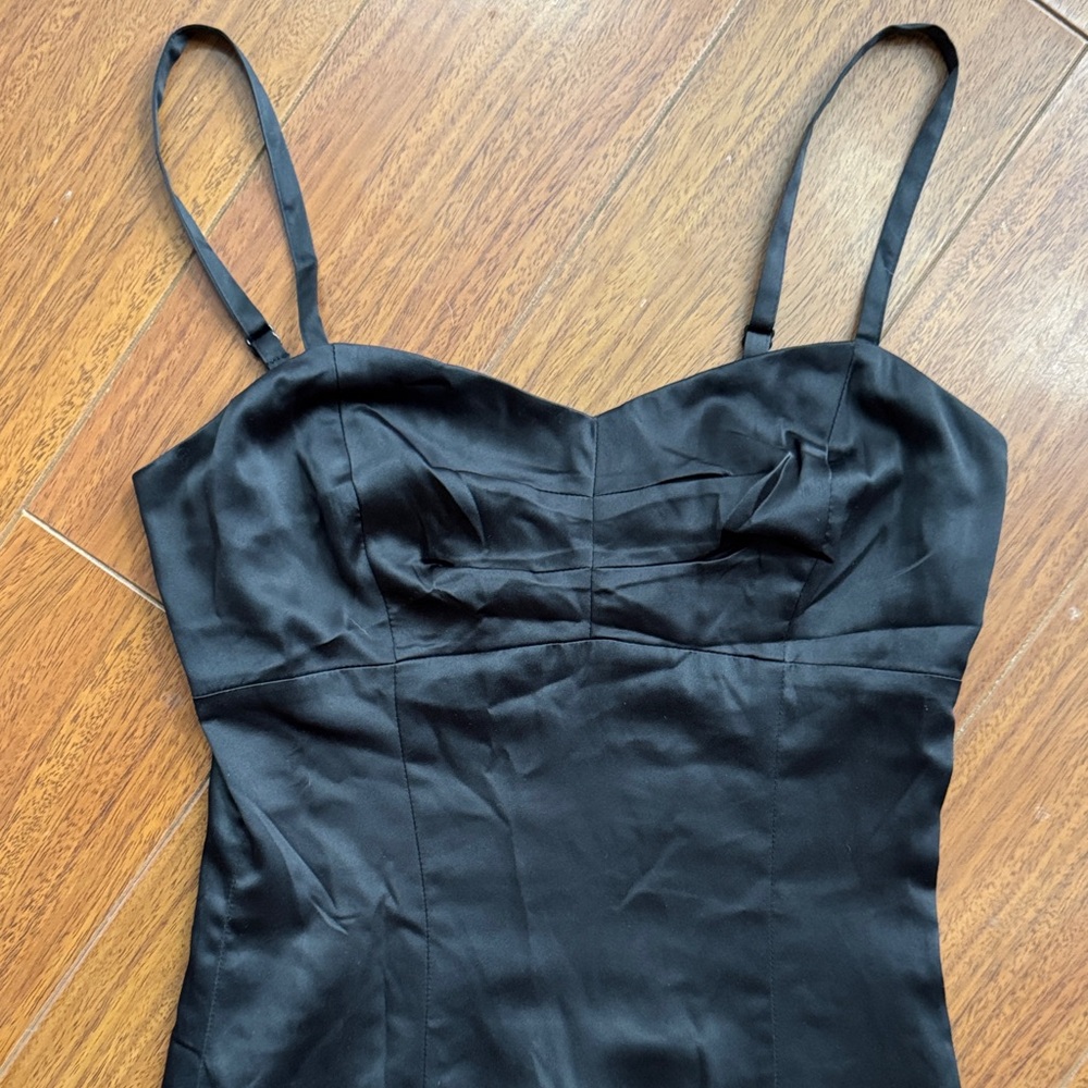 Signature by Shoedazzle Silky Black Satin Dress size Small - Picture 4 of 6